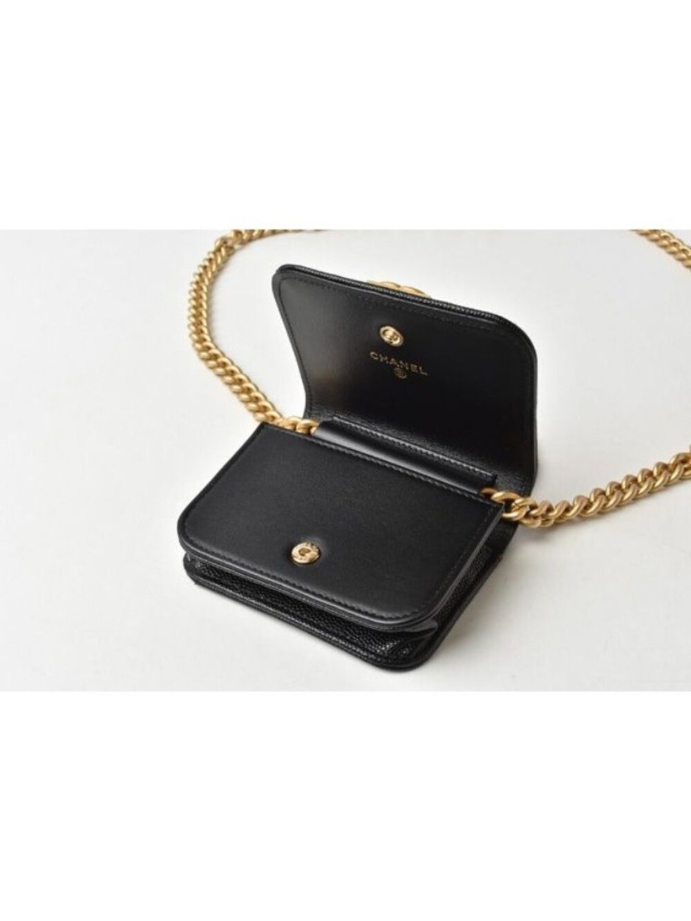 Chanel Belt Bag Coin Case Chain Pouch Boy Black Gold Hardware - Picture 7 of 10